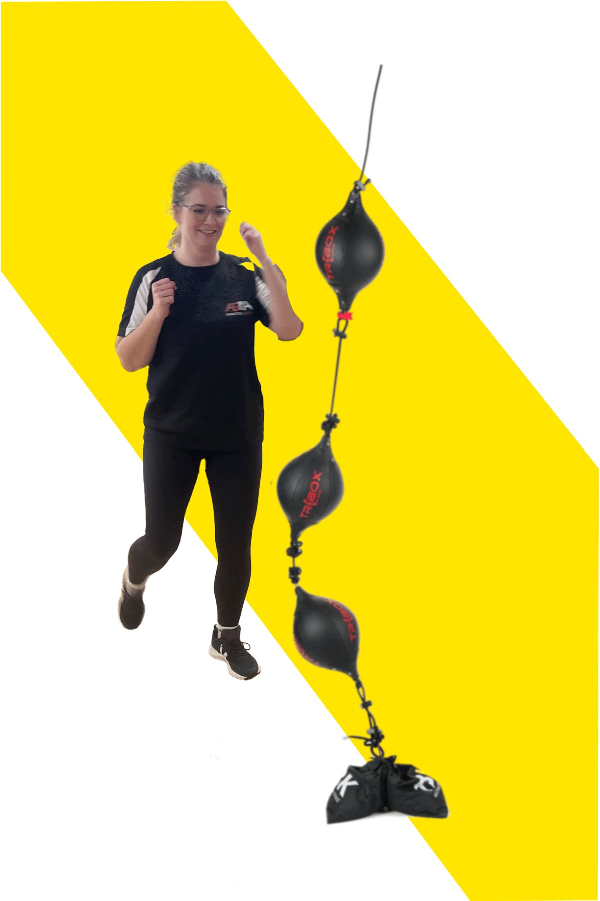 Lady kickboxing using Triboxking